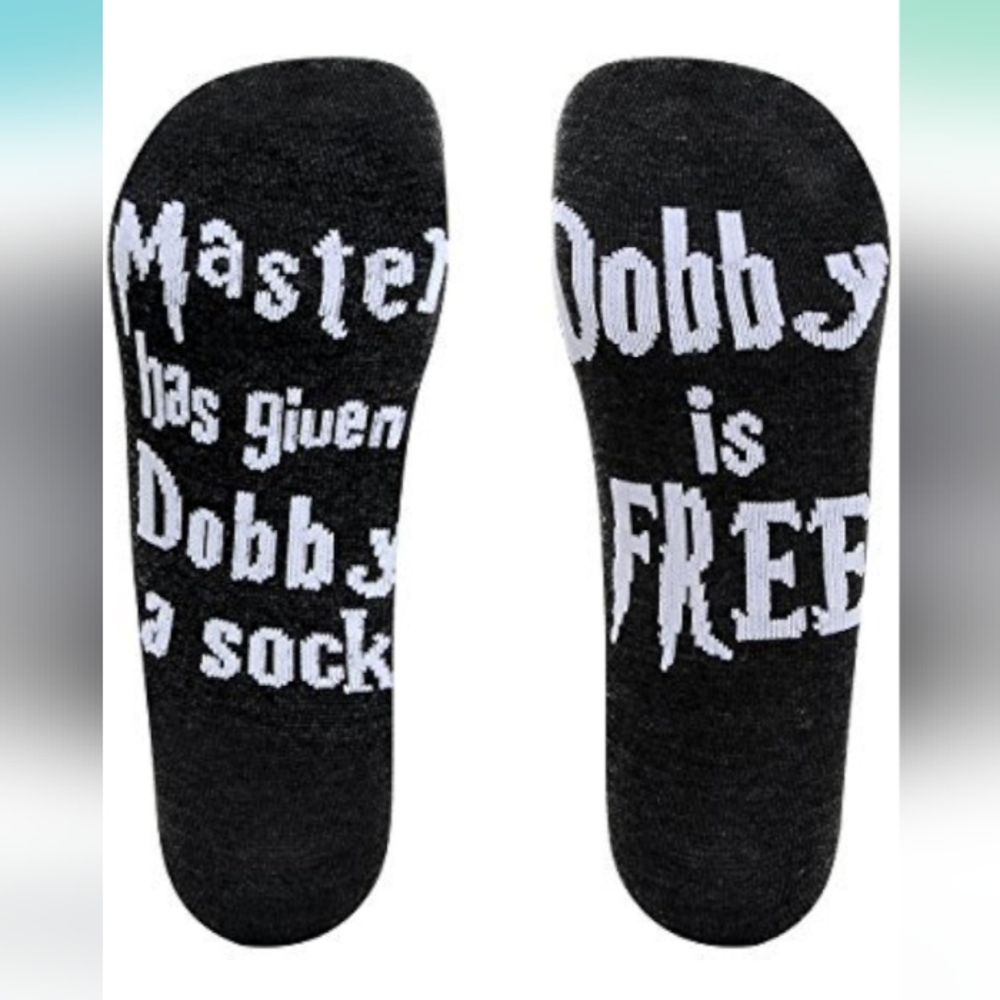 SweetGo Dobby Is Free Knitted Black Novelty Socks NWT - Picture 2 of 5